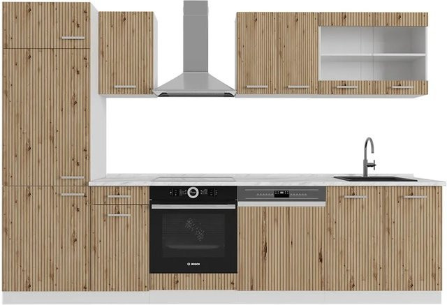 Vicco R-Line Küchenzeile Artisan Eiche und Weiß, Breite: 300 cm, Höhe: 207 cm, Tiefe: 60 cm - Bild 1
