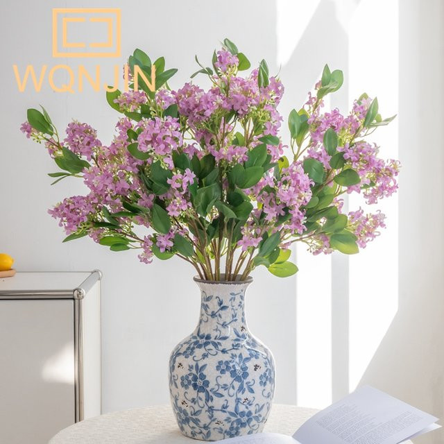 WQNJIN Osmanthus Künstliche Blume in Lila für Hochzeitsblumenarrangement und Wohnzimmerdekoration - Bild 1