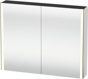 Duravit Universal Spiegelschrank XSquare in Weiß Tau supermatt mit 2 Türen, LED-Beleuchtung, Sensor-Schalter und Steckdose für den Badezimmer, B/H/T: 80 x 100 x 15,5 cm - Bild 1