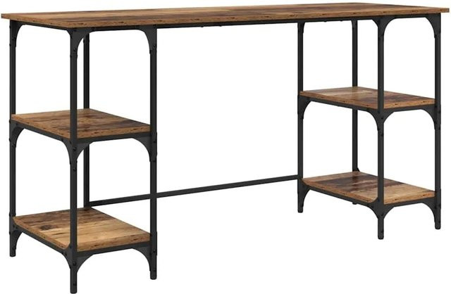 vidaXL Schreibtisch mit Regal in Altholz-Optik, Farbe Braun, B/T/H: 140 x 50 x 75 cm - Bild 1