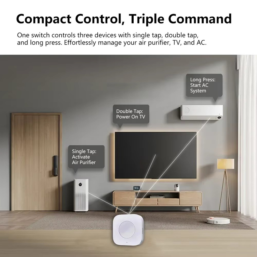 Aqara Kabelloser Mini-Schalter Zigbee-Sensor in Weiß zur intelligenten Ein-Tasten-Steuerung kompatibel mit Mi Home App und HomeKit - Bild 2