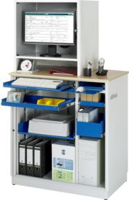 Rau Computer-Station 2625 in BucheDekor Braun mit Rollladen, B/T/H: 103,0 x 66,0 x 181,0 cm - Bild 1
