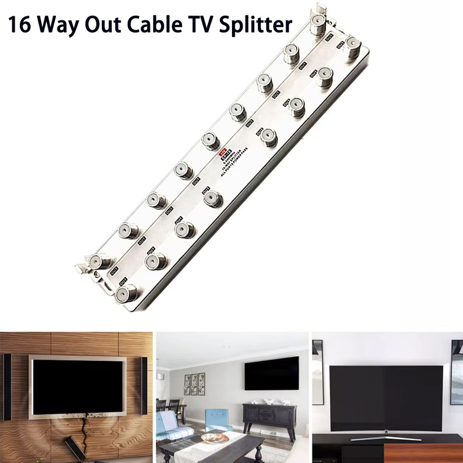 TV Splitter Signal Booster 5-2400 MHz für Kabel, Satellit und RF Signal Verteilung in Silber und Weiß - Bild 3