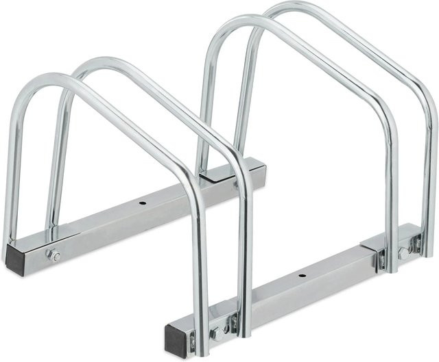 Verstellbarer Fahrradständer von Relaxdays aus Stahl in Silber für 2 Fahrräder, B/T/H: 40,5 x 26,5 x 33 cm - Bild 1