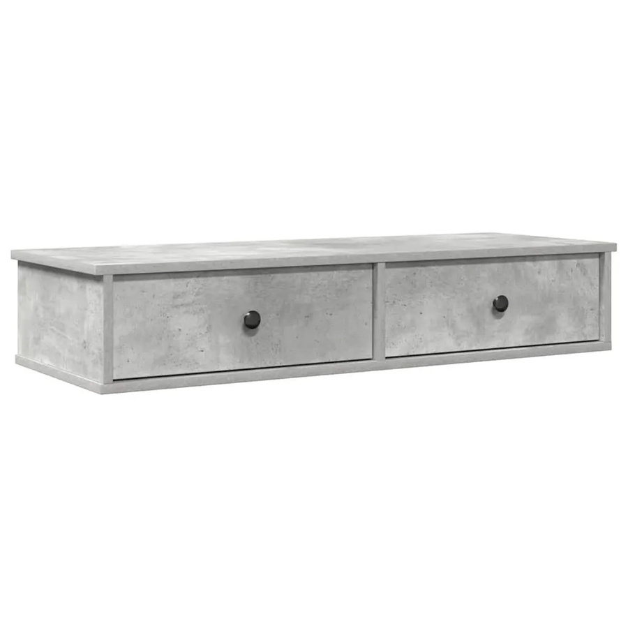 vidaXL Wandregal mit Schubladen in Betongrau aus Holzwerkstoff, B/T/H: 100 x 37,5 x 19 cm - Bild 2