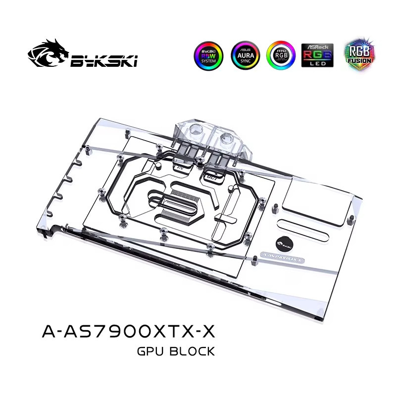 Bykski Wasserblock für ASUS TUF Radeon RX 7900 XT / XTX GAMING OC GPU-Karte mit Kupferkühler und RGB-Radiator, transparent - Bild 2