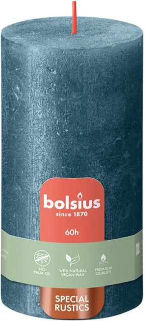 Bolsius Rustik-Kerze Shimmer Winter Edition Blau Ø 6,8 cm x 13 cm - Bild 1