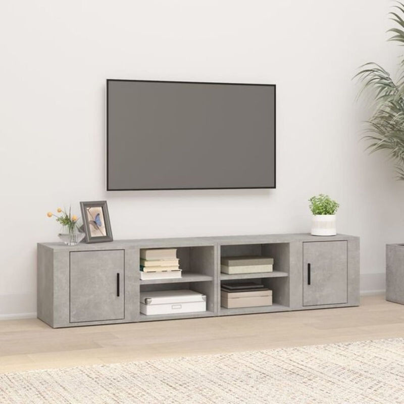 Vidaxl TV-Schrank Set 2 Stück, Grau, Holzwerkstoff, Modern, B/T/H: 80 x 31,5 x 36 cm - Bild 1