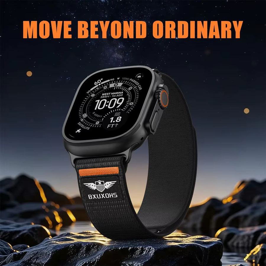 LCAPLE Uhrenarmband Nylon, Schwarz, Sport-Loop für Apple Watch - Bild 3
