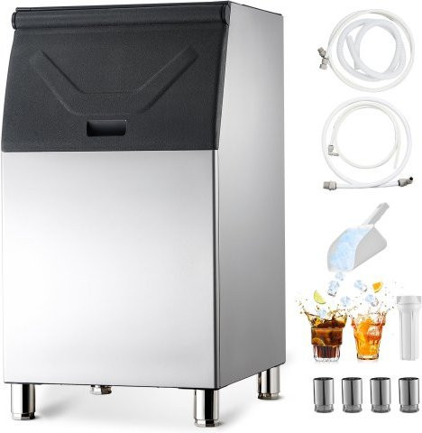 VEVOR Eisvorratsbehälter aus Edelstahl in Silber mit 136 kg Kapazität und höhenverstellbaren Gummifüßen - Bild 1