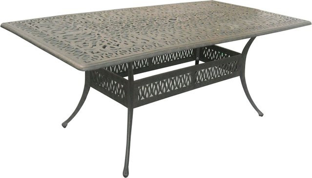 Hartman Amalfi Esstisch aus Aluminium-Guss in Anthrazit und Braun, B/T/H: 214 x 112 x 74 cm - Bild 1