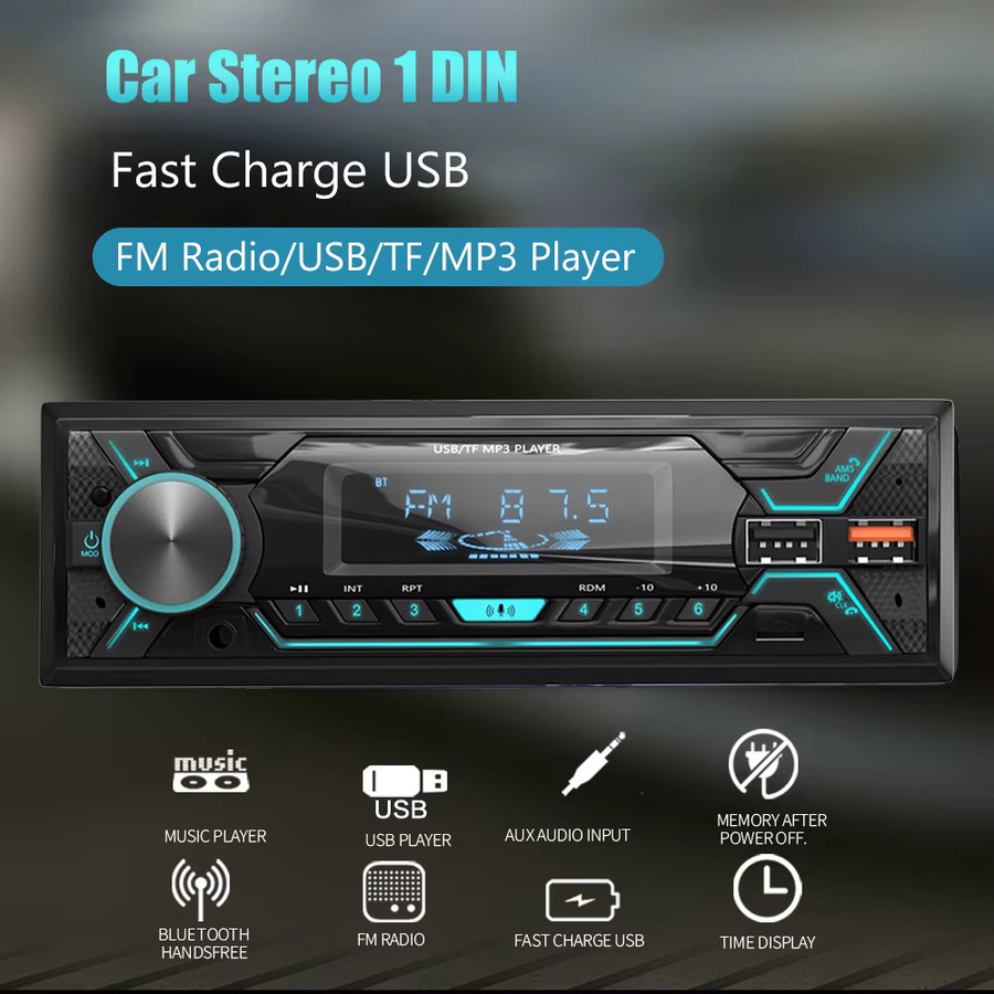 ESSGOO 1Din Autoradio Stereo mit Bluetooth, Freisprecheinrichtung und Fernbedienung in Schwarz - Bild 2
