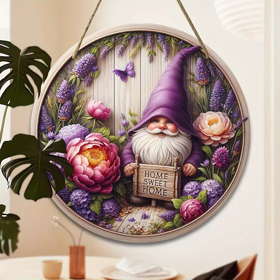 Vintage Home Kreisförmiges Holzschild zum Aufhängen in Braun - Bild 5