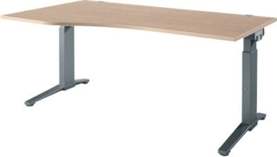 Schäfer Shop Genius Schreibtisch ERGOSTYLE S, manuell höhenverstellbar, Rechteck, C-Fuß, eiche/anthrazit, B: 180 cm, T: 80-100 cm, H: 67,5-89,5 cm - Bild 1
