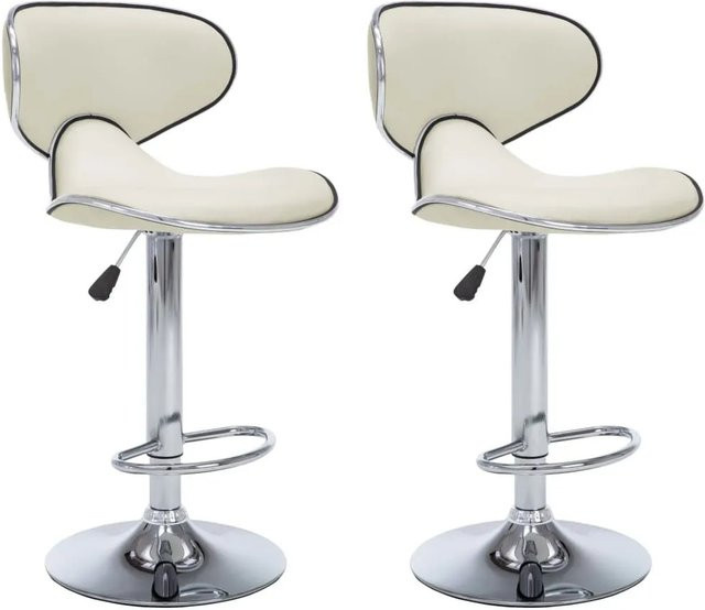 vidaXL Barhocker 2er Set aus Kunstleder in Creme mit verchromtem Stahl und 360 Grad Drehsitz B/T/H: 46,0 x 50,0 x 108,0 cm - Bild 1