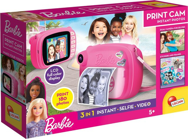 Lisciani Barbie Print Cam Sofortbildkamera mit Drucker in Pink - Bild 1