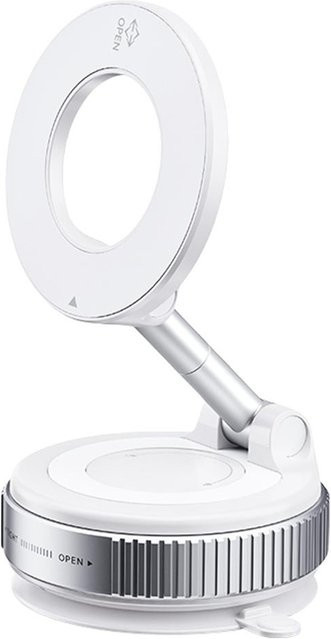 360 Grad verstellbarer magnetischer Vakuum-Auto-Handyhalter für MagSafe, faltbarer Ständer in Weiß - Bild 1