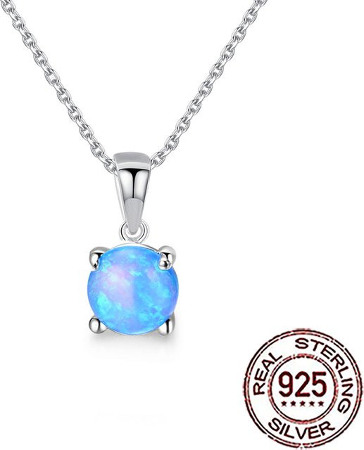 CWWZircons Halskette 925 Silber, Opal, Zirkonia, Damen - Bild 1