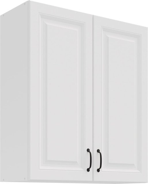 Hängeschrank Stilo Landhaus Weiß Matt mit 3 Einlegböden Breite: 80 cm, Höhe: 90 cm - Bild 1