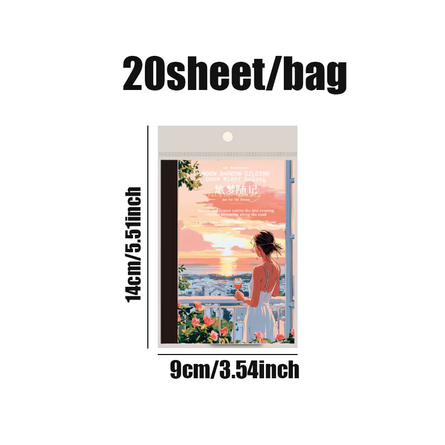20 Stück Traveling Dreams Series PET Aufkleberbuch Set für Scrapbooking und DIY Collagen in Mehrfarbig - Bild 2