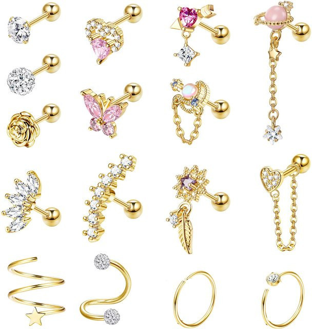 Bobisty Ohrstecker Edelstahl, Blume, Herz, Gold, Damen - Bild 1