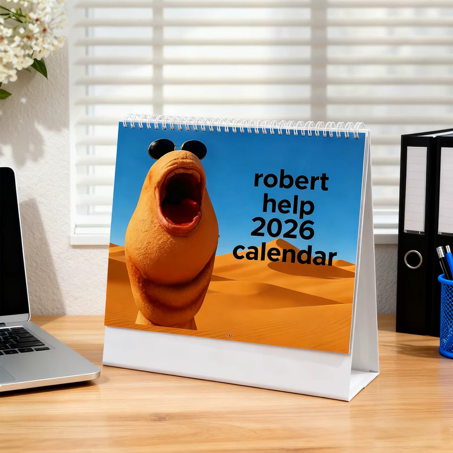 Lustiger Meme-Wandkalender 2026 Robert The Worm Hängekalender mit Abreißseiten in Gelb und Multicolour - Bild 2