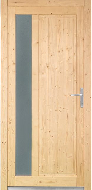 Panto Holz-Nebeneingangstür NET 510 Fichte Natur mit Glaseinsatz, Farbe Braun, Anschlag Rechts, B: 88 cm, H: 200 cm - Bild 1