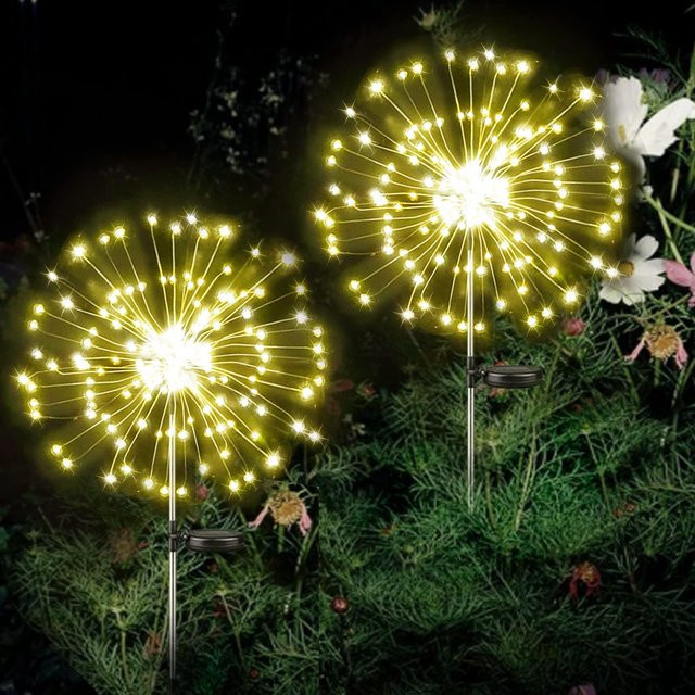 Solar LED Feuerwerk Licht Warmweiß Wasserdichte Solar Fee Girlande für Garten Rasen Wege Hochzeit und Party Dekoration - Bild 1