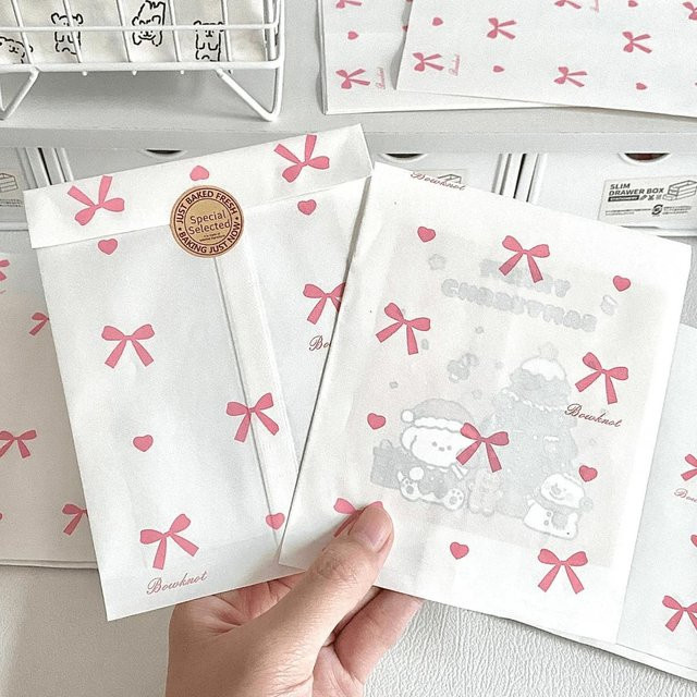 Papiertüten mit Schleife und Herz in Pink und Weiß für Schmuck und Geschenke, 50 oder 100 Stück - Bild 1