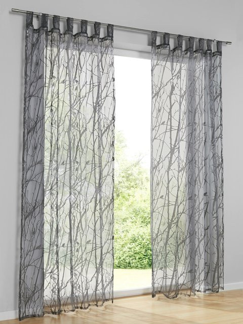 Dekostore Heine Home Stoffpaneel in Grau Transparent aus Viskose und Polyester mit Ösen - Bild 1