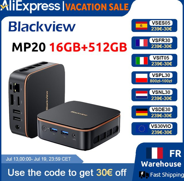 Blackview MP20 Mini-PC mit Windows 11, AMD R3 3300U, 16GB DDR4, 512GB SSD, Schwarz - Bild 1