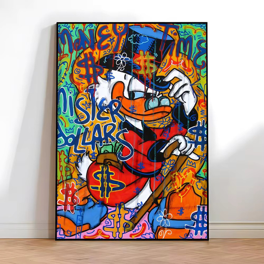 Potdemiel Disney Donald Duck Graffiti-Kunstgemälde auf Leinwand in Weiß und Multicolour - Bild 2