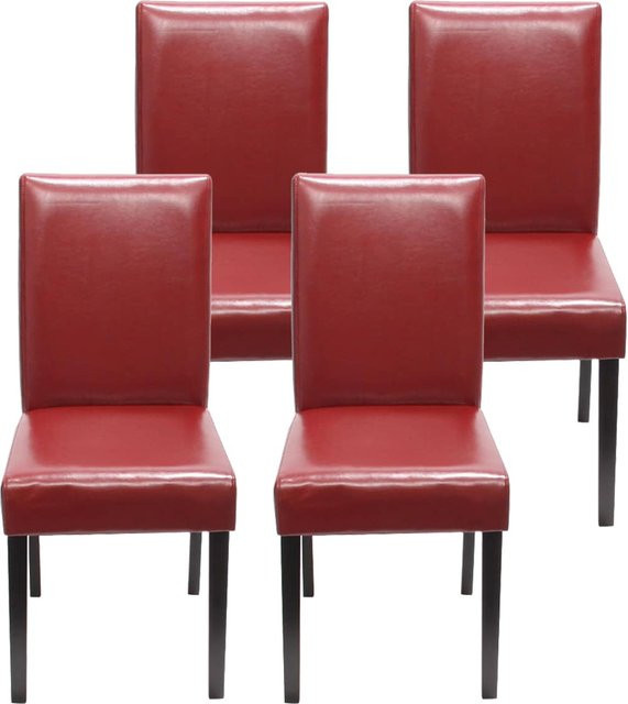 4er-Set Esszimmerstühle Littau aus Kunstleder in Rot mit dunklen Beinen, FSC-zertifiziert, Marke MCW - Bild 1