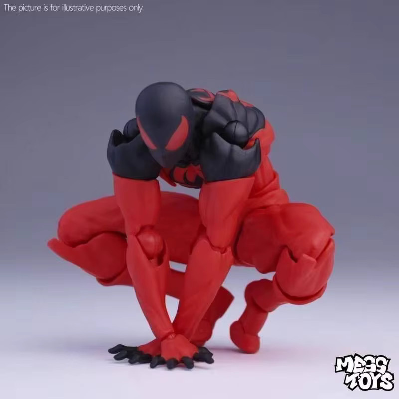 Mess Toys Symbiote Spider Kaine Parker Scarlet Spider Actionfigur, Schwarz Rot - Bild 3