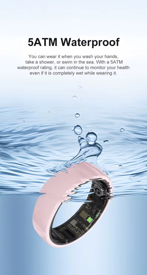 Timethinker R12 Smart Ring mit Ladecase in Schwarz für Damen und Herren mit Gestensteuerung, Herzfrequenz- und Schlafüberwachung sowie 5ATM Wasserdichtigkeit für Android und iOS - Bild 2