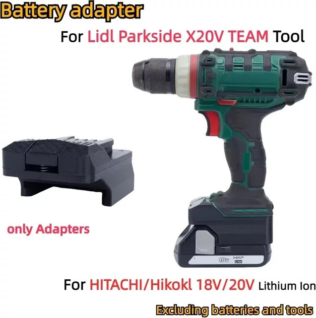 Batteriekonverter Adapter für HiKOKI Hitachi HXP 18V Akkus zu Lidl Parkside X20V TEAM Akku-Bohrwerkzeug in Schwarz - Bild 1