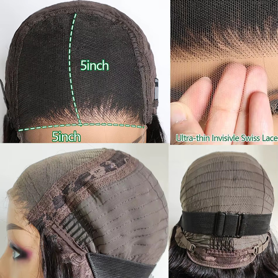 fraisbelle Perücke, 12A Echthaar, lockiges Ende, 5 x 5 HD-Spitzenverschluss, Unisex - Bild 4