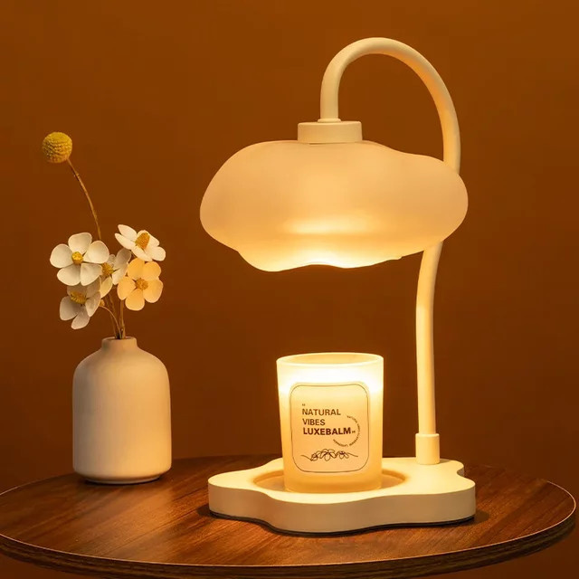 Claeted Wolkenförmige Wachsschmelzlampe mit Timer in Weiß, Elektrischer Kerzenwärmer und Aromatherapie-Nachtlicht für den Schreibtisch - Bild 1