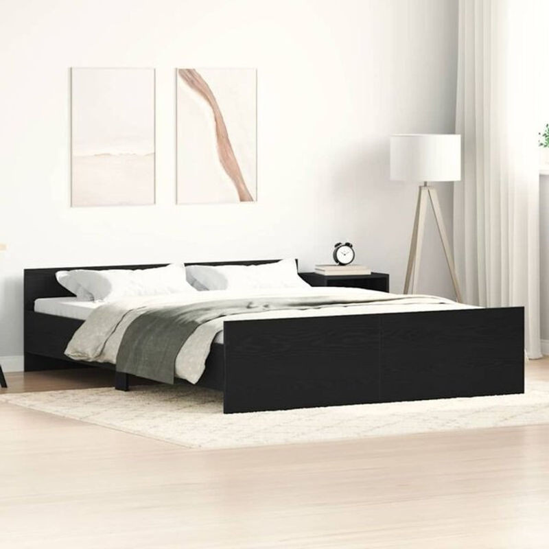 Bettgestell aus Holzwerkstoff von Vidaxl in Schwarz und Eichen-Optik, B/T/H: 160 x 200 cm - Bild 1