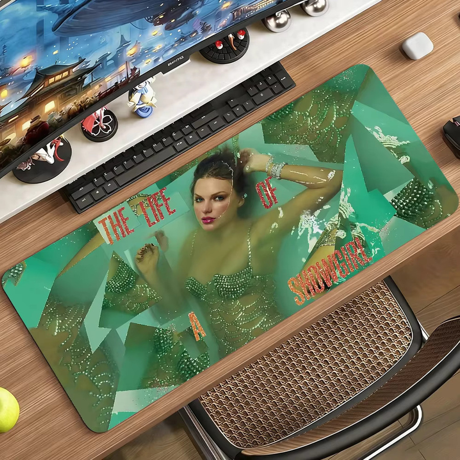 S-SwiftES Showgirl Mauspad XXL Schreibtischunterlage aus Gummi mit rutschfester Oberfläche und verriegelbarem Rand für PC und Laptop - Bild 3