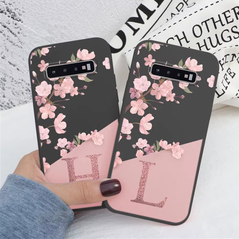 Silikon Handyhülle mit Blumenmuster und Buchstaben in Rosa für Samsung Galaxy S10, S10E und S10 Plus - Bild 2