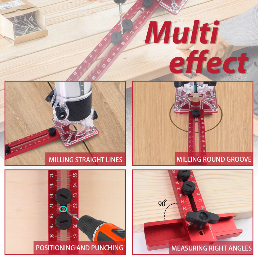 KPXIN 4 in 1 Router Kreis Schneide Jig für Holzbearbeitung, Rot, Durchmesser: 15 cm bis 120 cm - Bild 3
