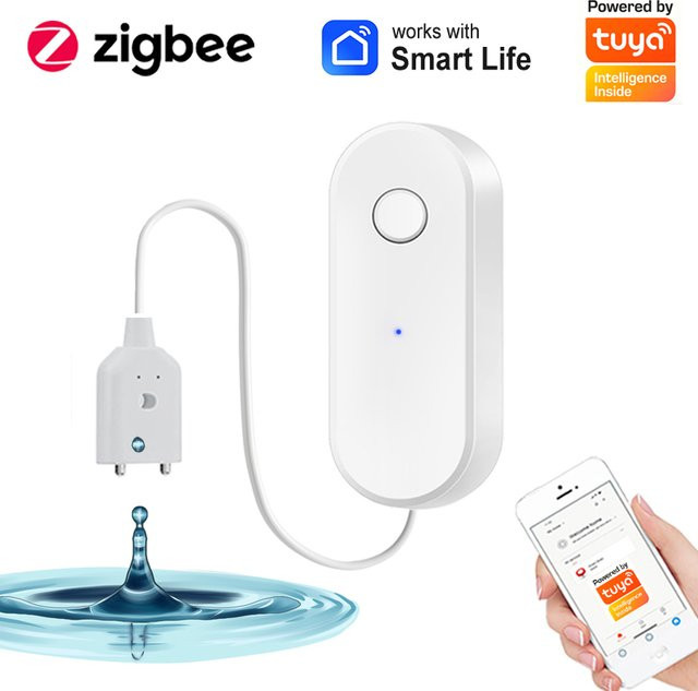 SECUGARD Zigbee Wassersensor zur Leckageerkennung mit Tuya Smart Life App-Fernüberwachung und Alarmfunktion, Weiß - Bild 1