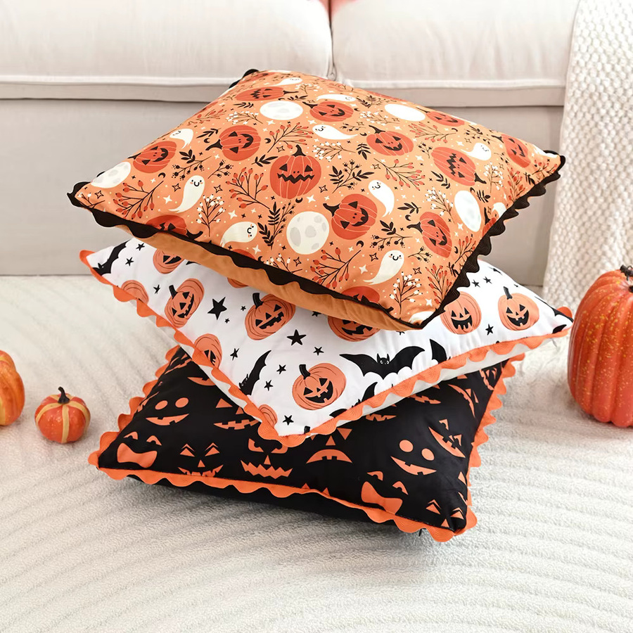 BUYNOW Kissenbezug mit Halloween-Kürbis-Print in Orange, 45,7 x 45,7 cm - Bild 2