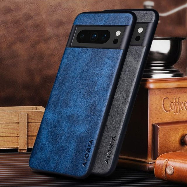 Schutzhülle für Google Pixel 8 7 6 5 Pro 8a 7a 6a 5a 4a in Leder-Optik, dünn und stoßfest, Farben: Rot und Blau - Bild 1