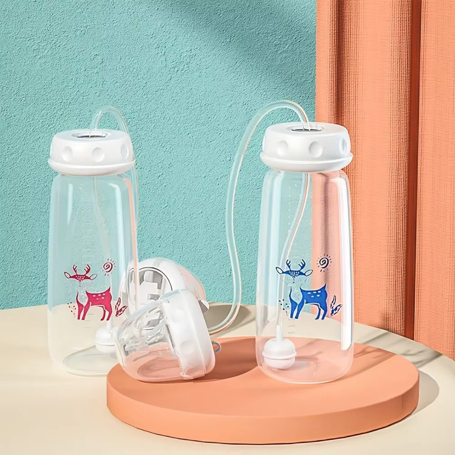 Babyflaschen-Set mit Selbstfütterungsfunktion und Strohhalm, Blau, 150 ml - Bild 2