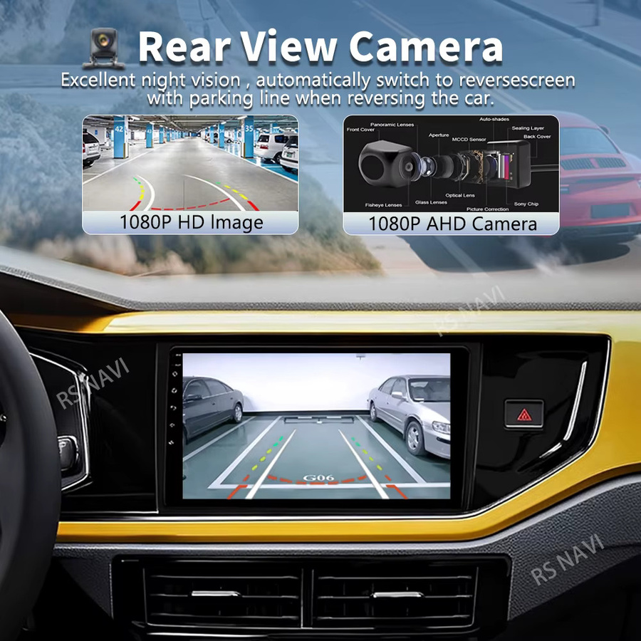 RSNAVI Android 16 Multimedia Autoradio mit GPS, CarPlay und AI Sprachsteuerung für VW Volkswagen MQB Polo VI Jetta MK7 T6, Schwarz - Bild 2
