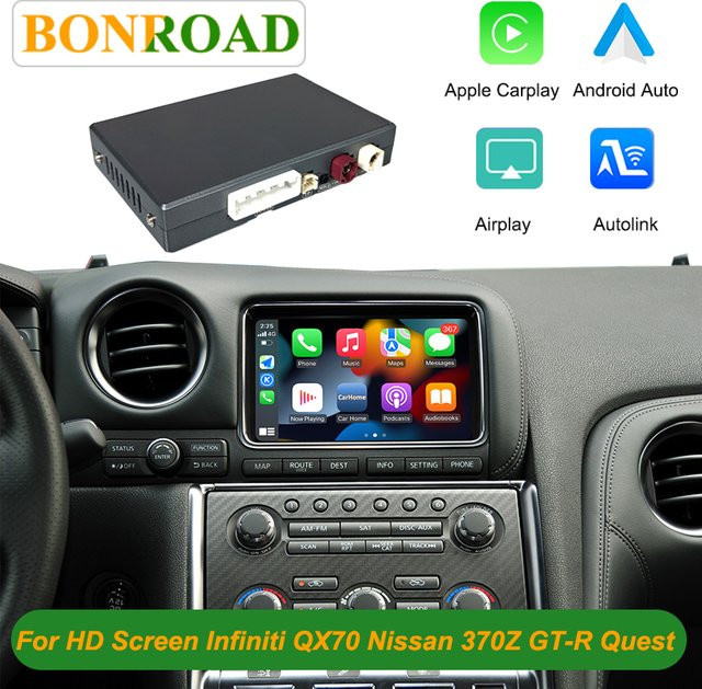 Bonroad Wireless Carplay und Android Auto Modulbox für Nissan GT-R, Pathfinder, Quest, 370Z und Patrol mit Mirror Link und Wi-Fi, Schwarz - Bild 1