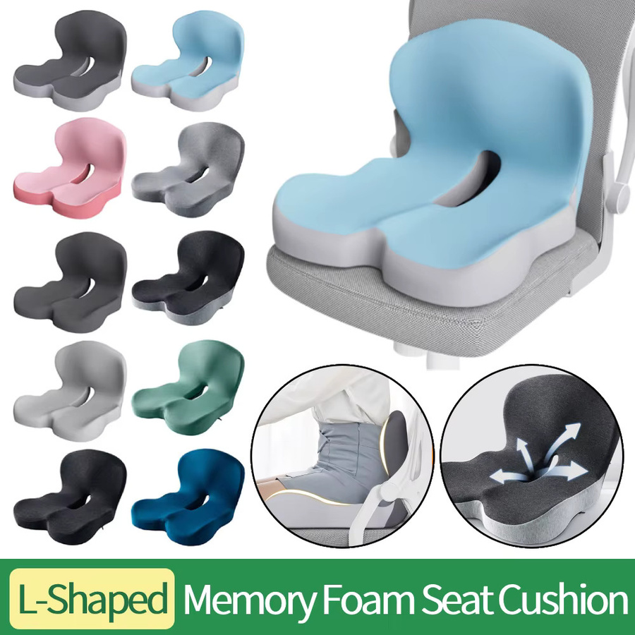 Shunmaii L-förmiges orthopädisches Kissen aus Memory-Schaum zur Schmerzlinderung für Steißbein und Rücken, ergonomisches Design für Autositz und Bürostuhl - Bild 2