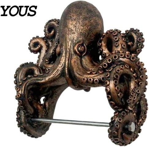Toilettenpapierhalter aus Harz in Ozean-Dekor mit Schildkröte, Oktopus oder Hai für die Wandmontage, Braun, Breite: 13,0 cm, Höhe: 15,5 cm - Bild 1